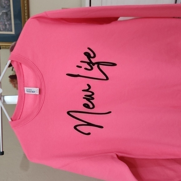 New Oversized Grafic Sweater New Life Blokecore Y2k Pink Size Small Blokecore - Picture 2 of 5